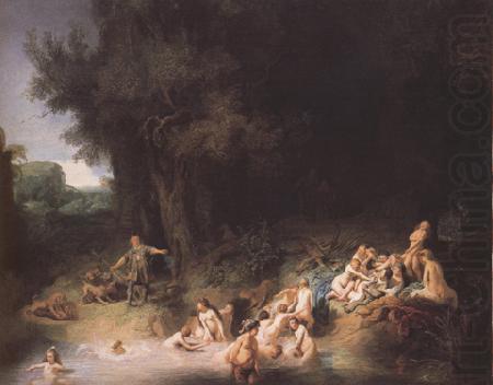 REMBRANDT Harmenszoon van Rijn Diana bathing with her Nymphs,with the Stories of Actaeon and Callisto (mk33) china oil painting image